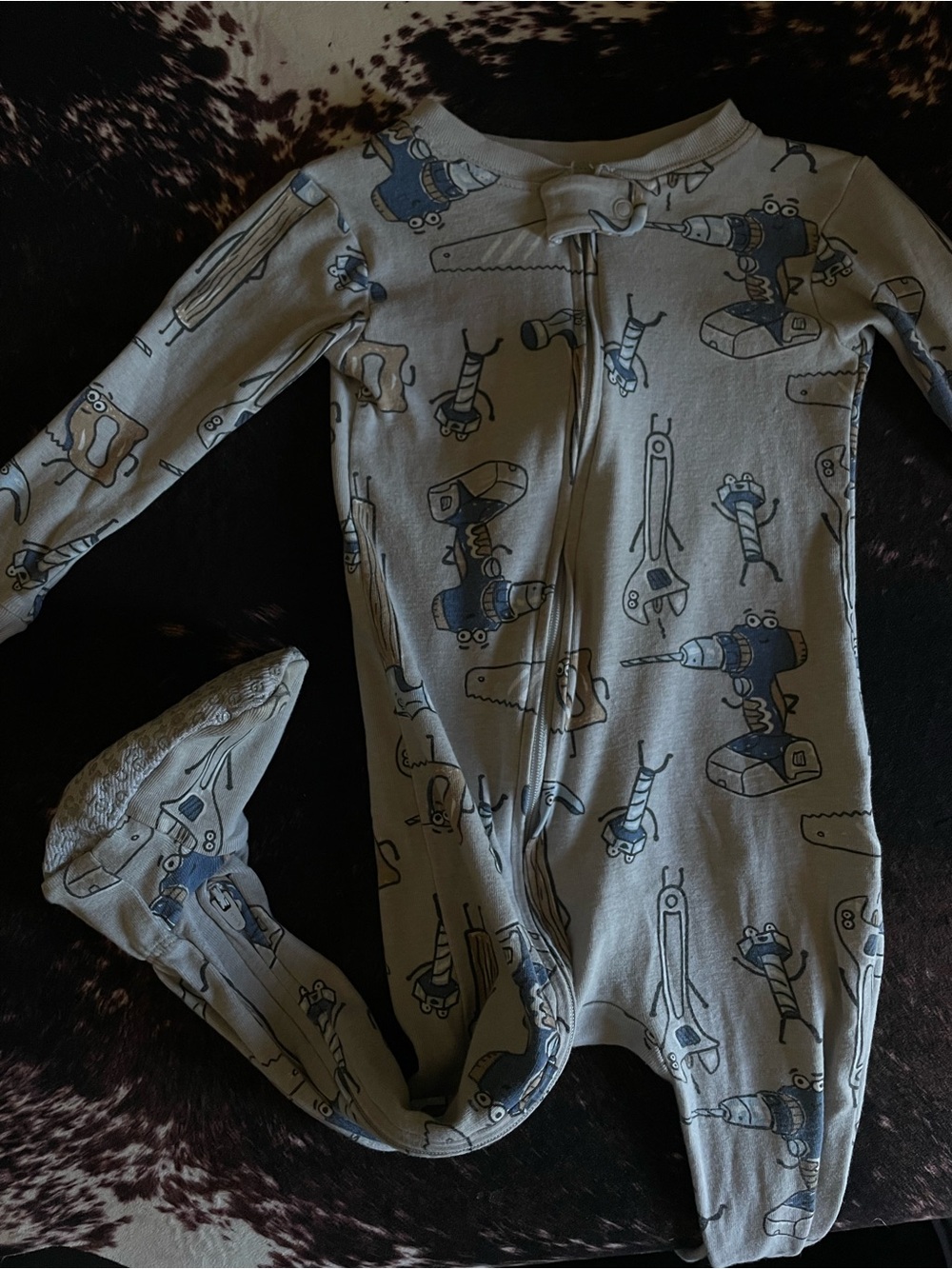 Carter's Light Blue Tool & Robot Footed One-Piece Pajamas